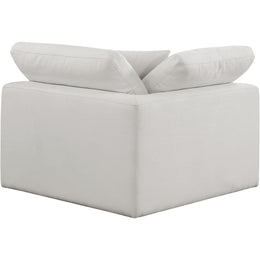 Meridian Comfy Cream Linen Textured Fabric Modular Corner Chair