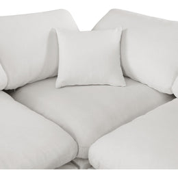 Meridian Comfy Cream Linen Textured Fabric Modular Corner Chair