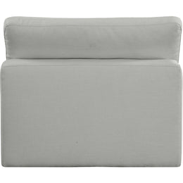 Meridian Comfy Grey Linen Textured Fabric Modular Armless Chair