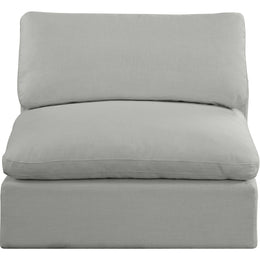 Meridian Comfy Grey Linen Textured Fabric Modular Armless Chair