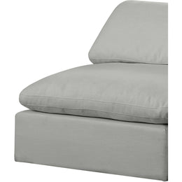 Meridian Comfy Grey Linen Textured Fabric Modular Armless Chair