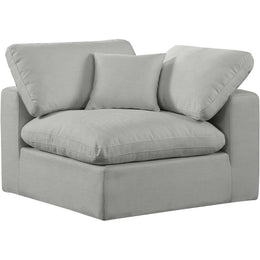Meridian Comfy Grey Linen Textured Fabric Modular Corner Chair
