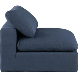 Meridian Comfy Navy Linen Textured Fabric Modular Armless Chair