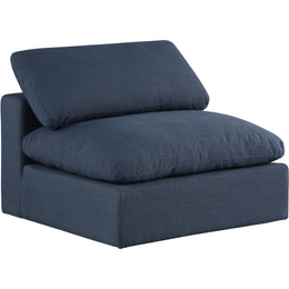 Meridian Comfy Navy Linen Textured Fabric Modular Armless Chair