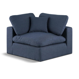 Meridian Comfy Navy Linen Textured Fabric Modular Corner Chair