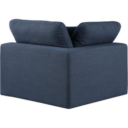 Meridian Comfy Navy Linen Textured Fabric Modular Corner Chair