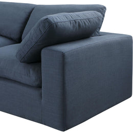 Meridian Comfy Navy Linen Textured Fabric Modular Corner Chair