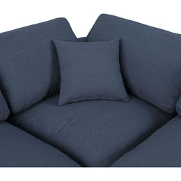 Meridian Comfy Navy Linen Textured Fabric Modular Corner Chair