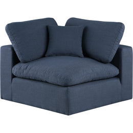 Meridian Comfy Navy Linen Textured Fabric Modular Corner Chair