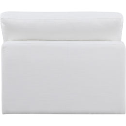 Meridian Comfy White Linen Textured Fabric Modular Armless Chair