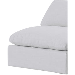 Meridian Comfy White Linen Textured Fabric Modular Armless Chair