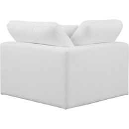 Meridian Comfy White Linen Textured Fabric Modular Corner Chair