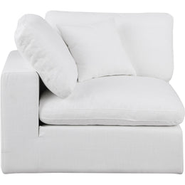Meridian Comfy White Linen Textured Fabric Modular Corner Chair
