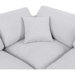 Meridian Comfy White Linen Textured Fabric Modular Corner Chair