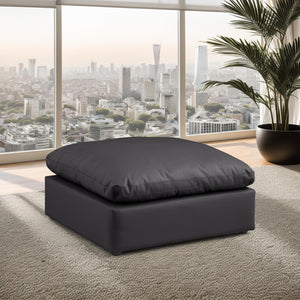 Meridian Comfy Black Vegan Leather Modular Ottoman