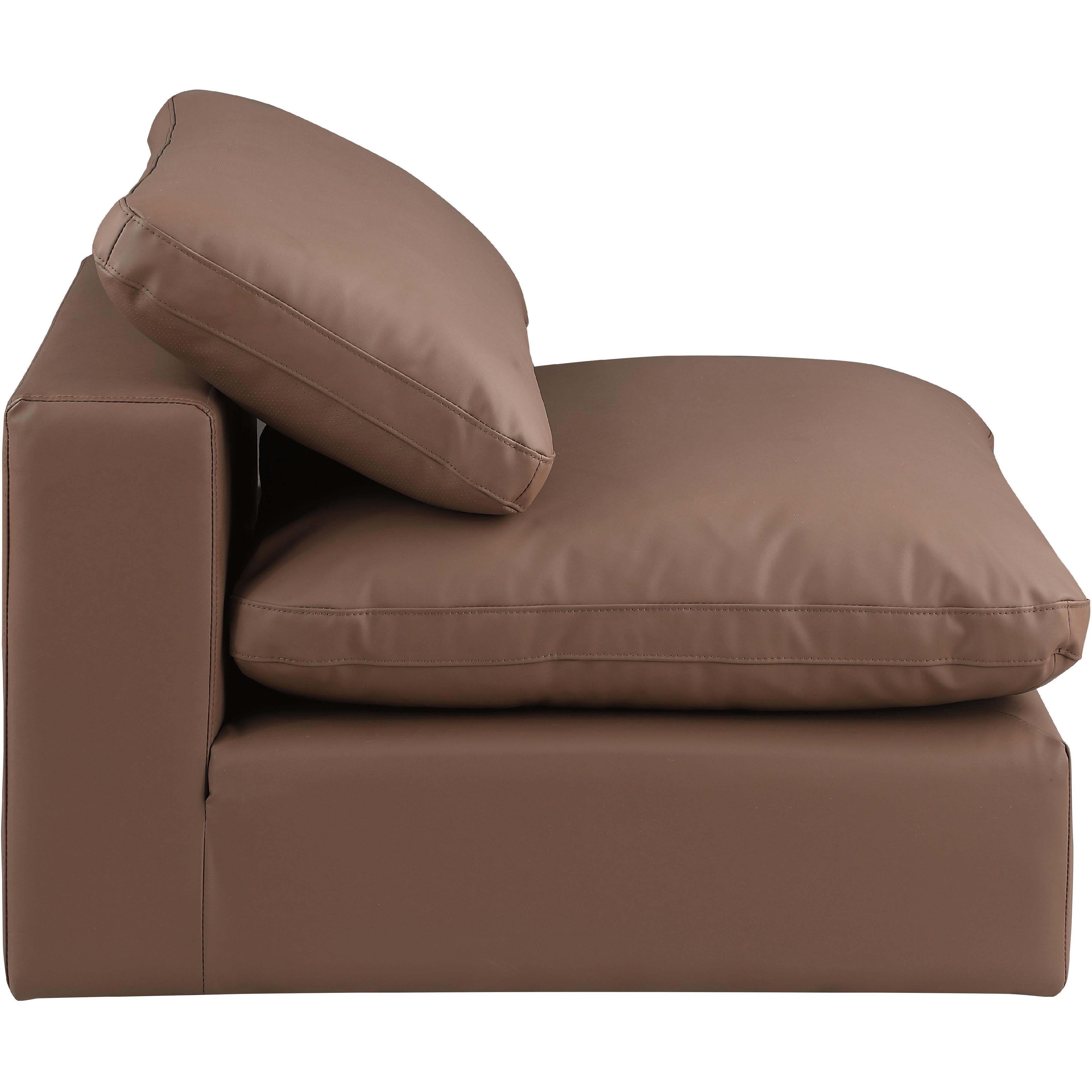 Meridian Comfy Brown Vegan Leather Modular Armless Chair