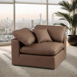 Meridian Comfy Brown Vegan Leather Modular Corner Chair