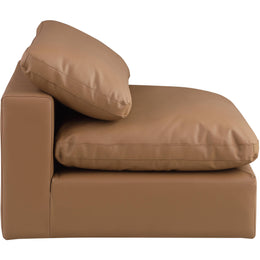 Meridian Comfy Cognac Vegan Leather Modular Armless Chair