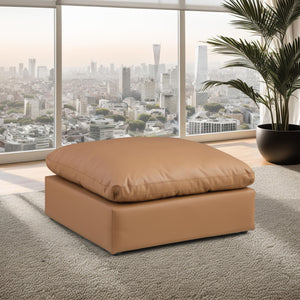 Meridian Comfy Cognac Vegan Leather Modular Ottoman