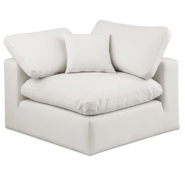 Meridian Comfy Cream Vegan Leather Modular Corner Chair
