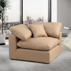 Meridian Comfy Tan Vegan Leather Modular Corner Chair