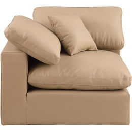 Meridian Comfy Tan Vegan Leather Modular Corner Chair