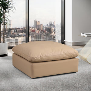 Meridian Comfy Tan Vegan Leather Modular Ottoman