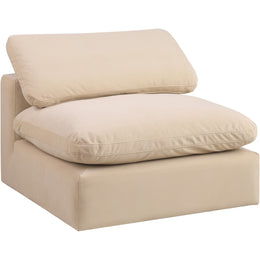 Meridian Comfy Beige Velvet Modular Armless Chair