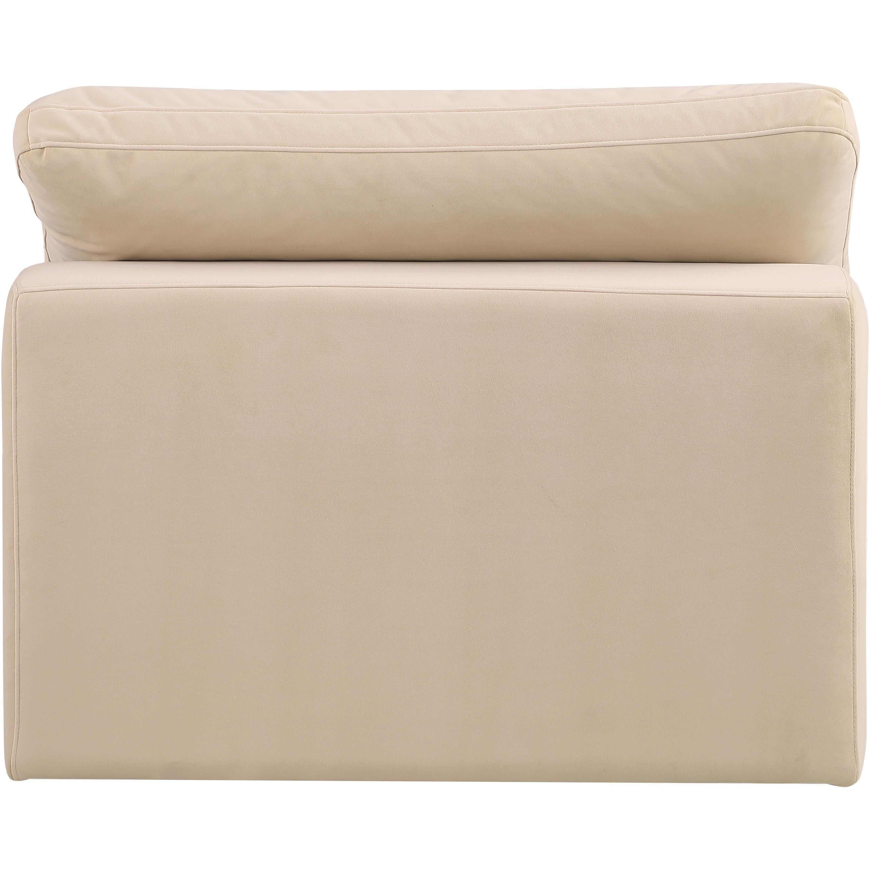 Meridian Comfy Beige Velvet Modular Armless Chair