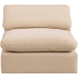 Meridian Comfy Beige Velvet Modular Armless Chair