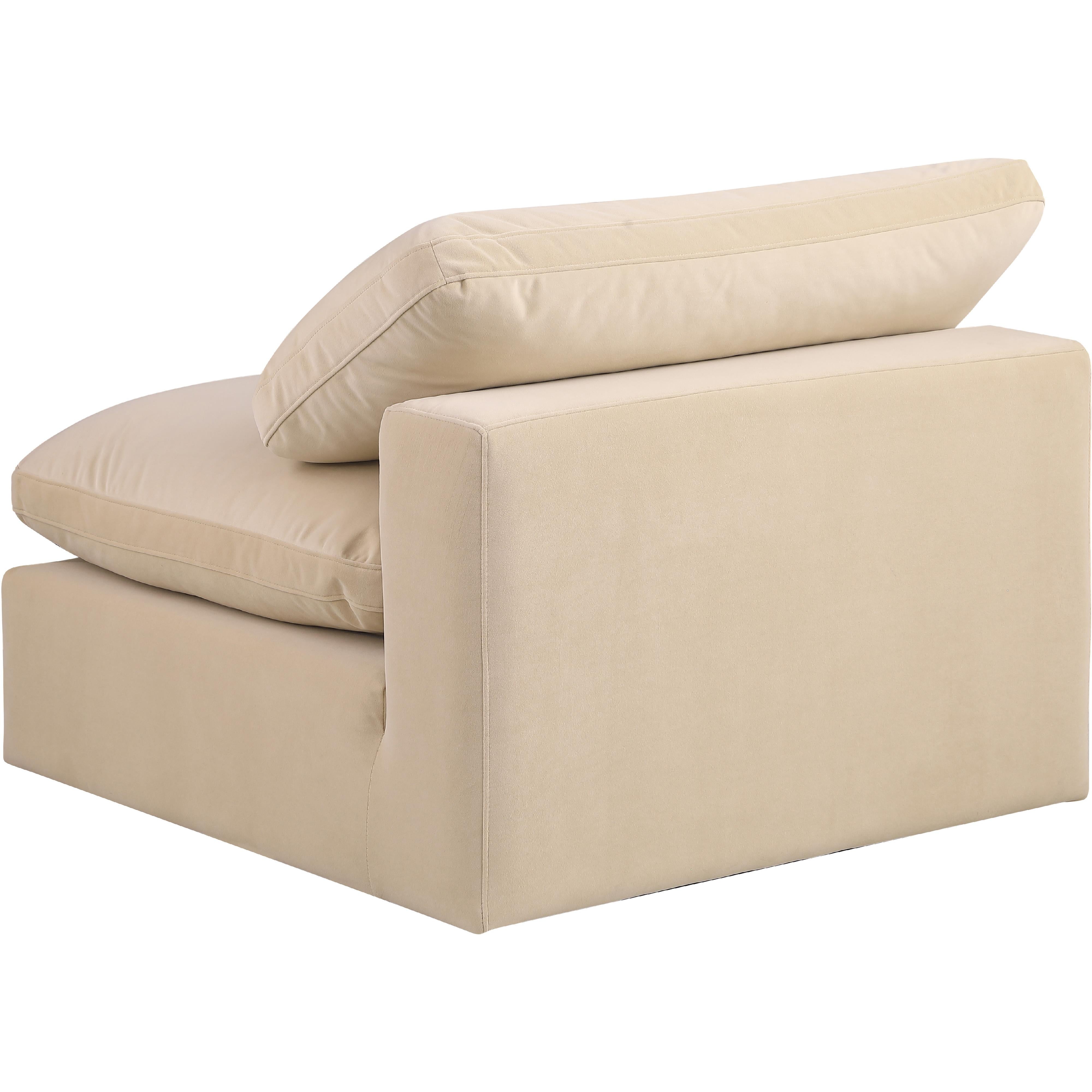 Meridian Comfy Beige Velvet Modular Armless Chair