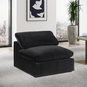 Meridian Comfy Black Velvet Modular Armless Chair