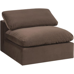 Meridian Comfy Brown Velvet Modular Armless Chair