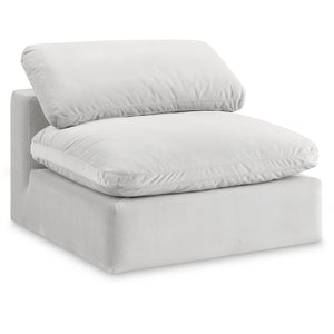 Meridian Comfy Cream Velvet Modular Armless Chair