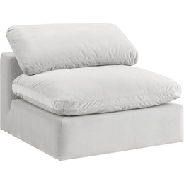 Meridian Comfy Cream Velvet Modular Armless Chair