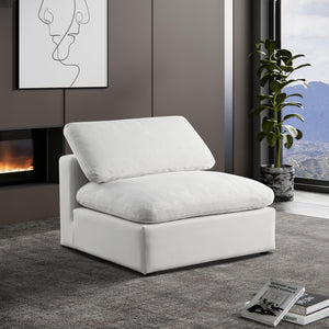 Meridian Comfy Cream Velvet Modular Armless Chair