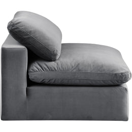 Meridian Comfy Grey Velvet Modular Armless Chair