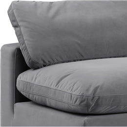 Meridian Comfy Grey Velvet Modular Armless Chair