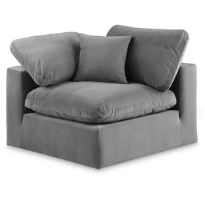 Meridian Comfy Grey Velvet Modular Corner Chair