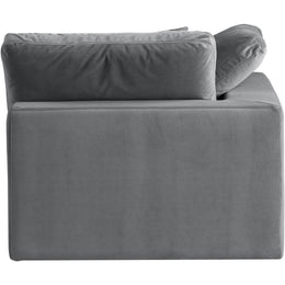 Meridian Comfy Grey Velvet Modular Corner Chair