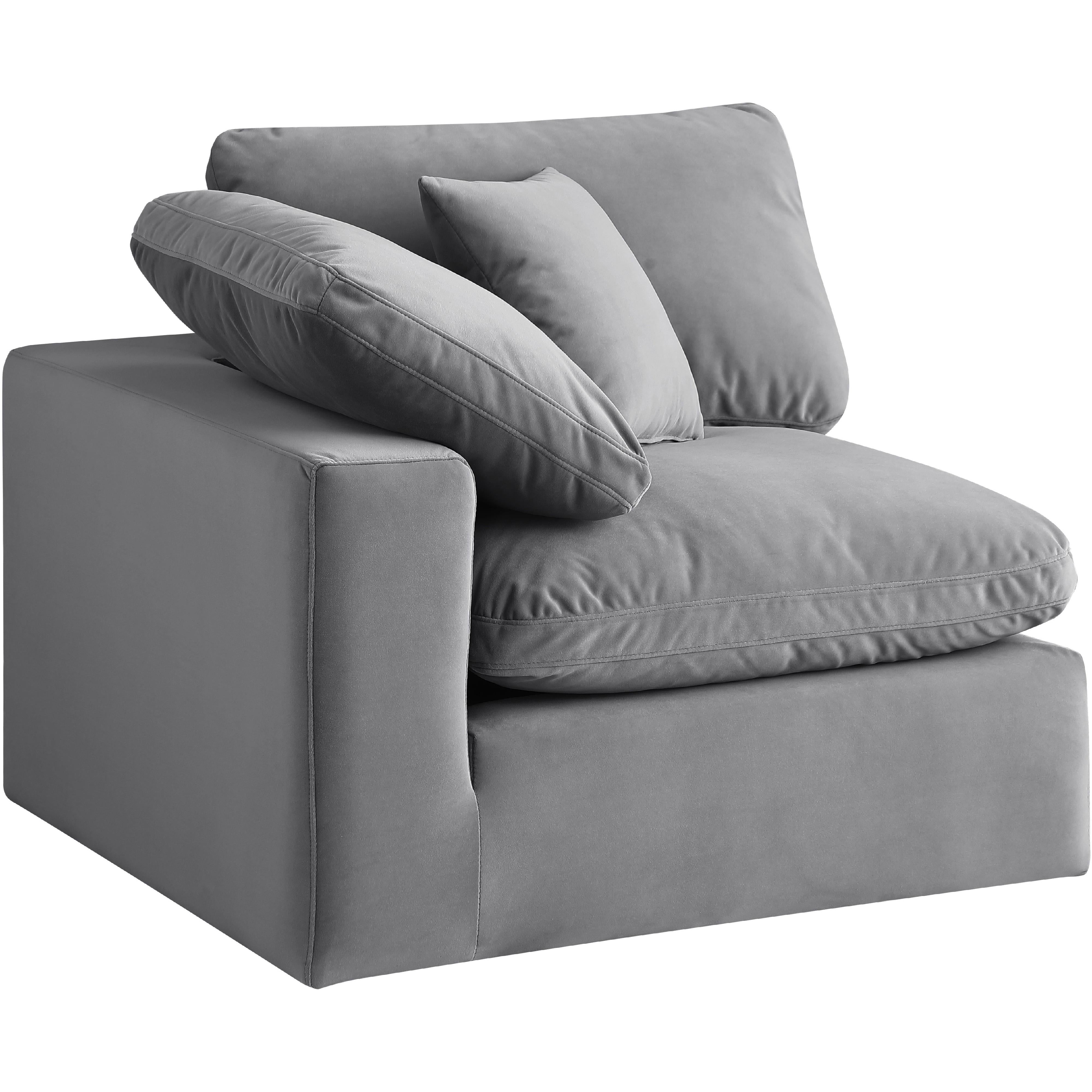 Meridian Comfy Grey Velvet Modular Corner Chair
