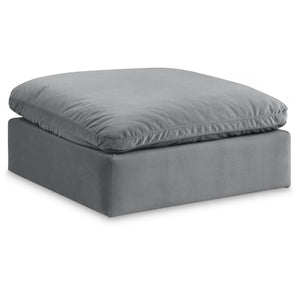 Meridian Comfy Grey Velvet Modular Ottoman