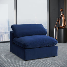 Meridian Comfy Navy Velvet Modular Armless Chair