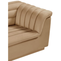 Meridian Cascade Camel Velvet Fabric Chair