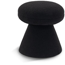 Meridian Drum Black Faux Shearling Teddy Fabric Ottoman/Stool