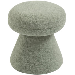 Meridian Drum Mint Faux Shearling Teddy Fabric Ottoman/Stool