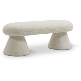 Meridian Drum Beige Faux Shearling Teddy Fabric Bench
