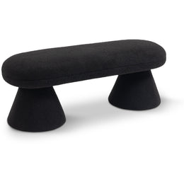 Meridian Drum Black Faux Shearling Teddy Fabric Bench