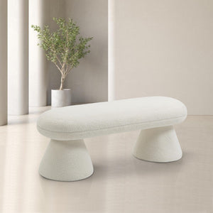 Meridian Drum Cream Faux Shearling Teddy Fabric Bench