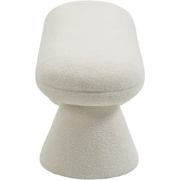 Meridian Drum Cream Faux Shearling Teddy Fabric Bench